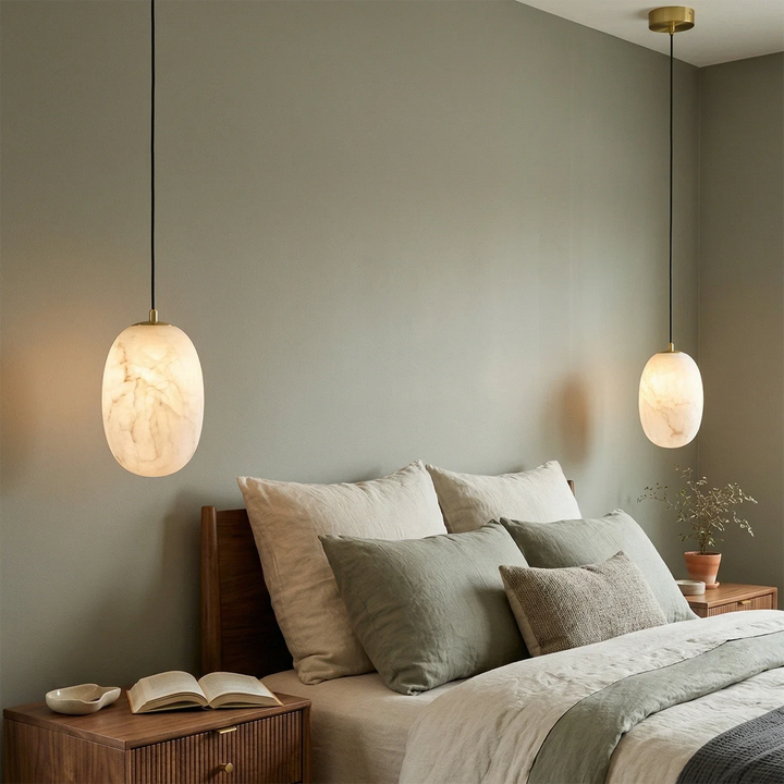 Oval Alabaster Pendant Light - view 9 | Woorglamp