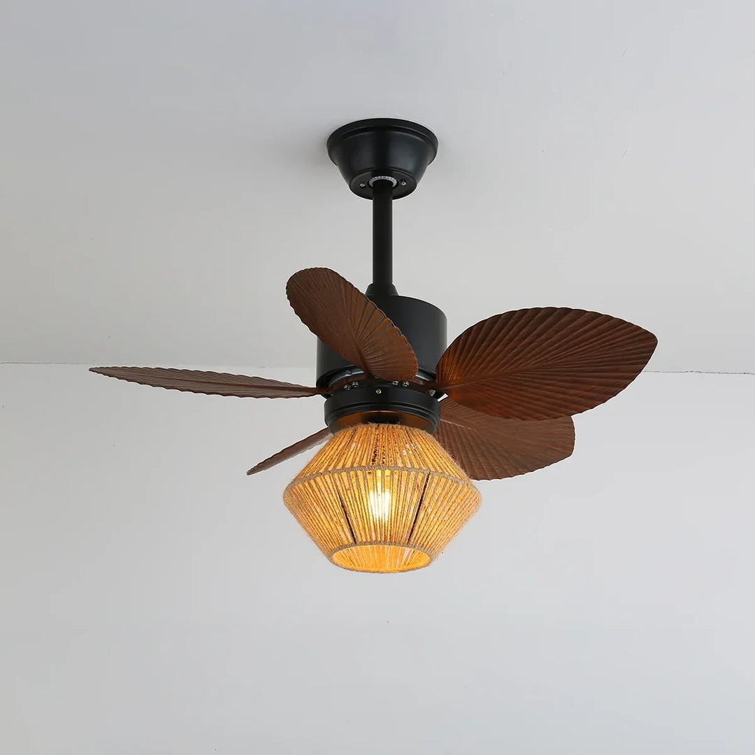 Palm Leaf Hemp Rope Ceiling Fan Light