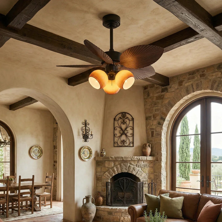 Palm Leaf Tropiluxe Ceiling Fan Light - view 4 | Woorglamp