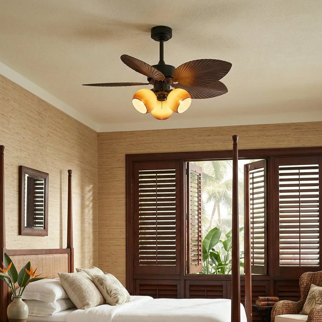 Palm Leaf Tropiluxe Ceiling Fan Light - view 3 | Woorglamp