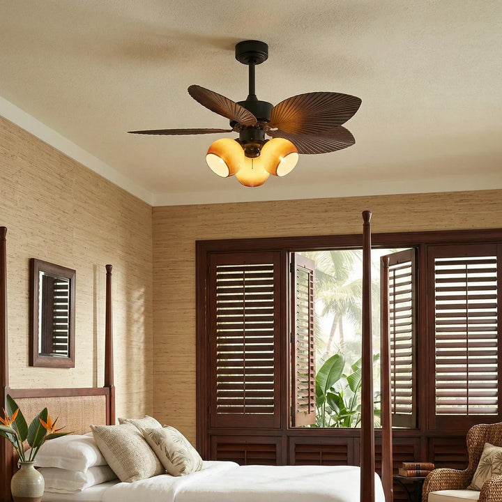 Palm Leaf Tropiluxe Ceiling Fan Light - view 3 | Woorglamp