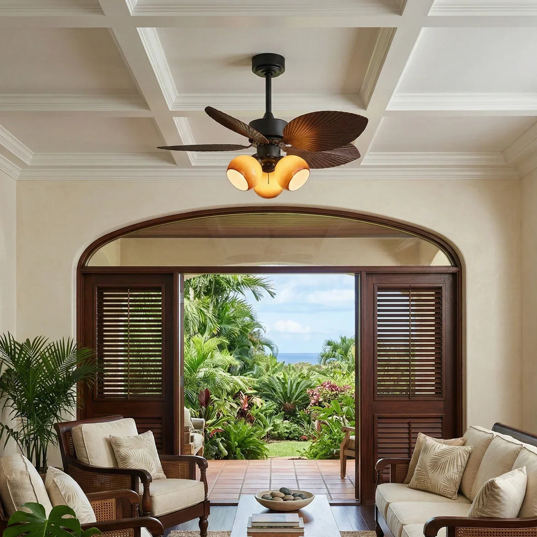 Palm Leaf Tropiluxe Ceiling Fan Light - view 8 | Woorglamp