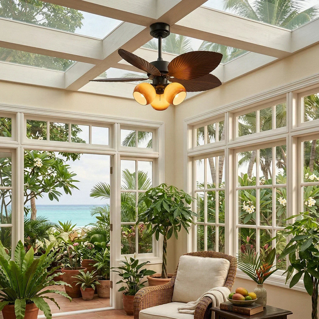 Palm Leaf Tropiluxe Ceiling Fan Light - view 10 | Woorglamp