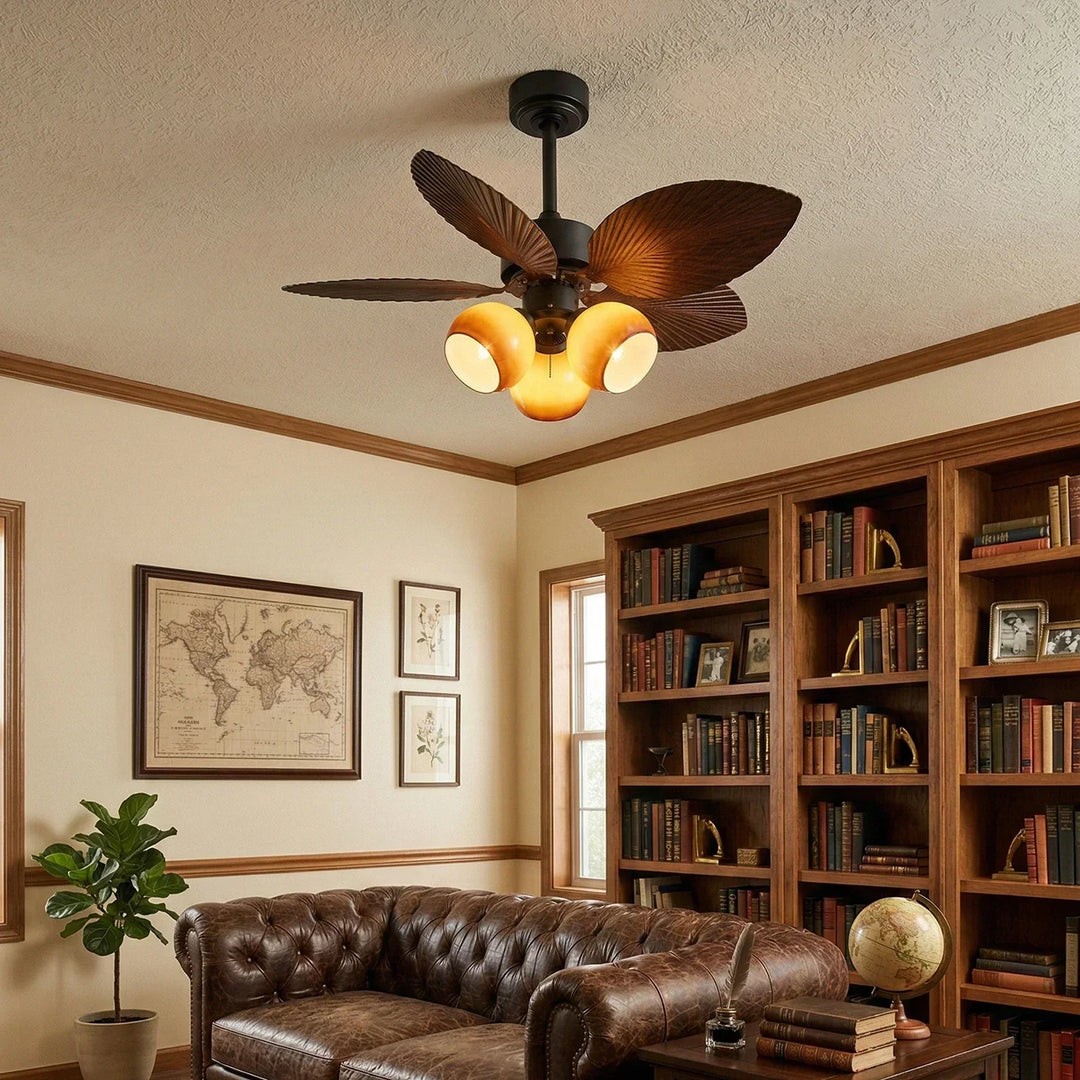 Palm Leaf Tropiluxe Ceiling Fan Light - view 7 | Woorglamp