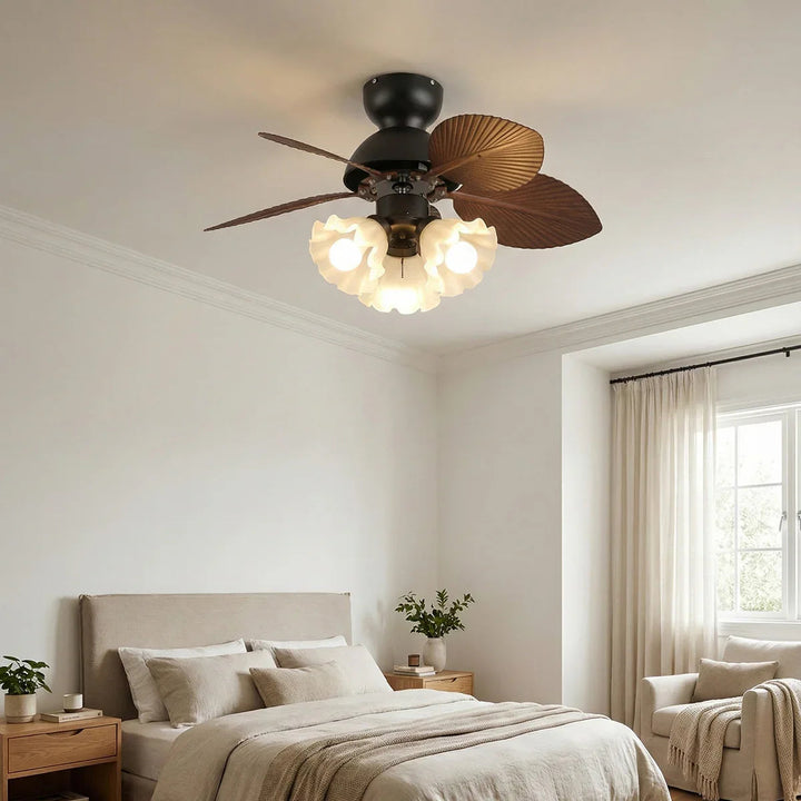 Palm Leaves Flower Shape Ceiling Fan Light