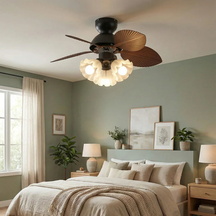 Palm Leaves Flower Shape Ceiling Fan Light