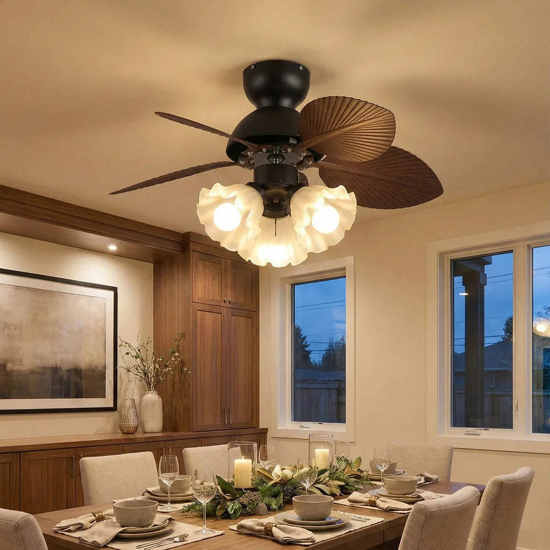 Palm Leaves Flower Shape Ceiling Fan Light