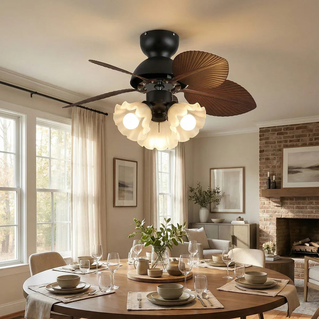 Palm Leaves Flower Shape Ceiling Fan Light