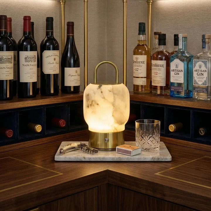 Portable Alabaster Lantern Table Lamp