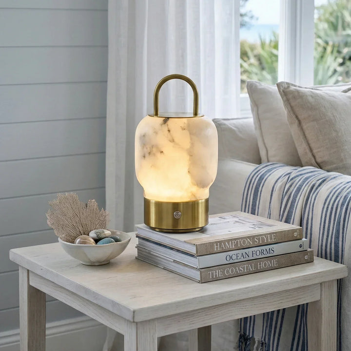 Portable Alabaster Lantern Table Lamp