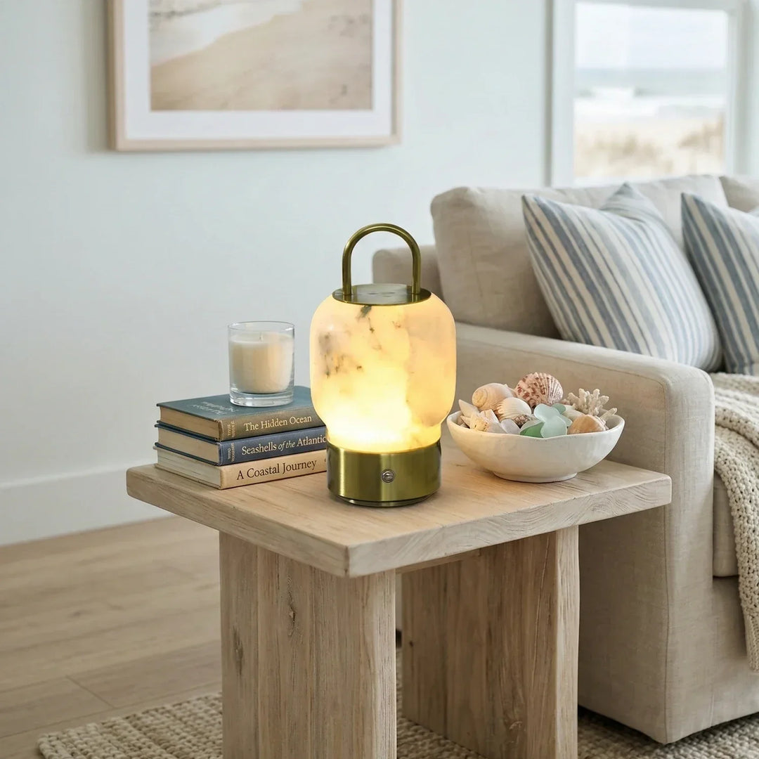 Portable Alabaster Lantern Table Lamp