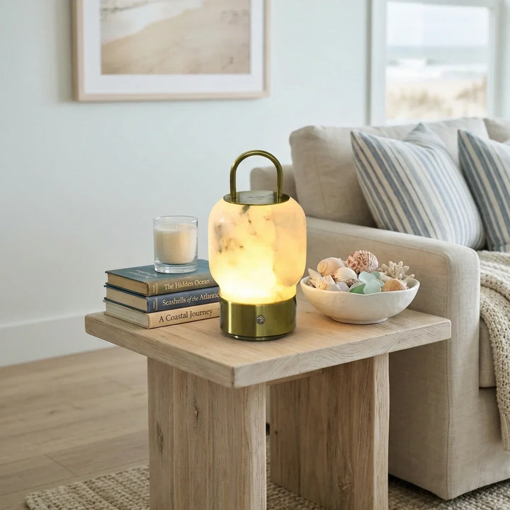 Portable Alabaster Lantern Table Lamp