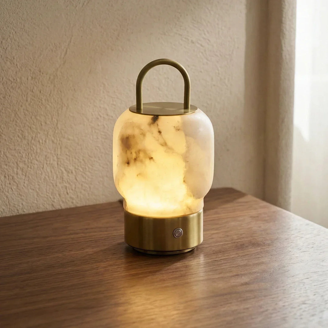 Portable Alabaster Lantern Table Lamp