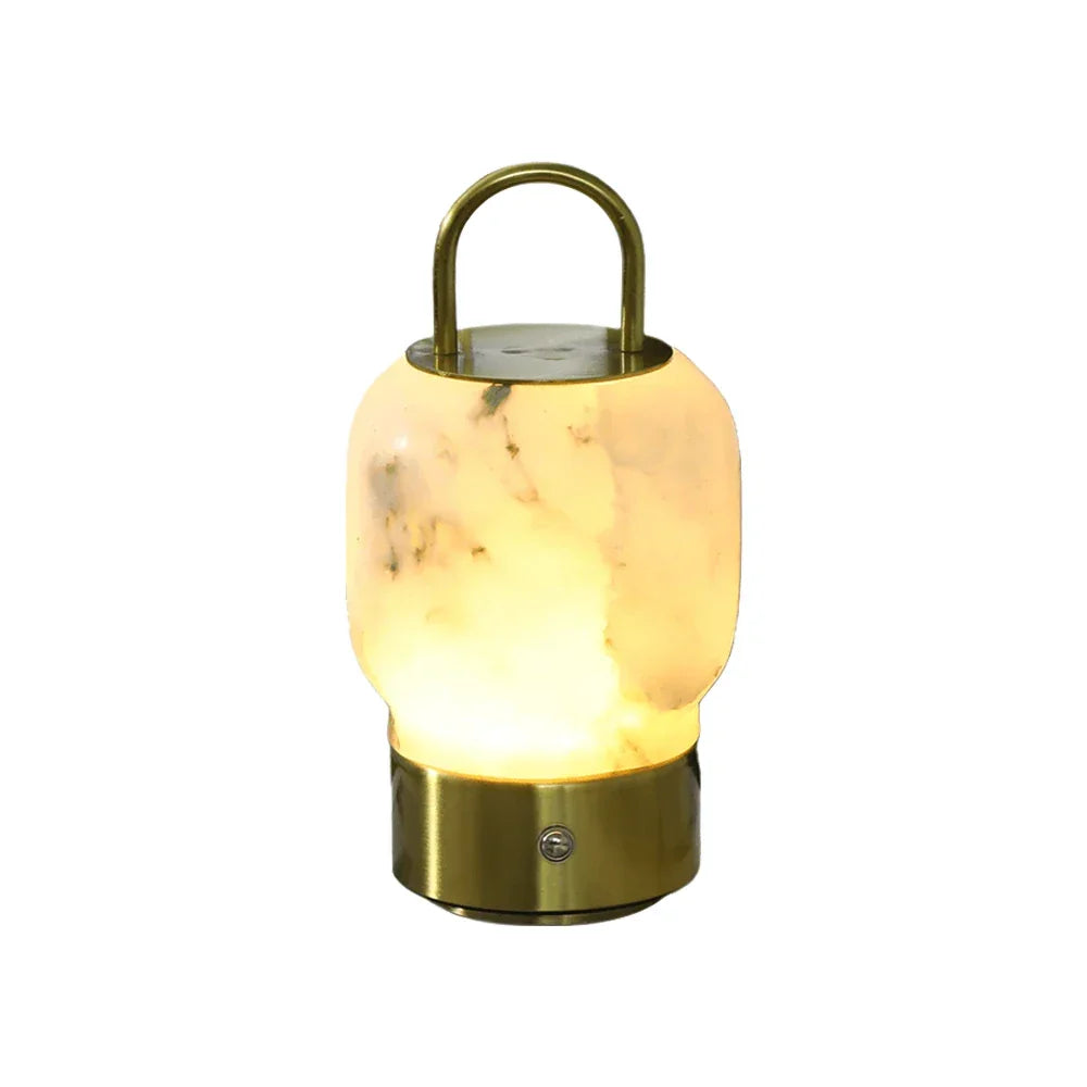 Portable Alabaster Lantern Table Lamp