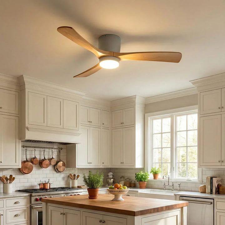 Propeller Style Wooden Ceiling Fan Light