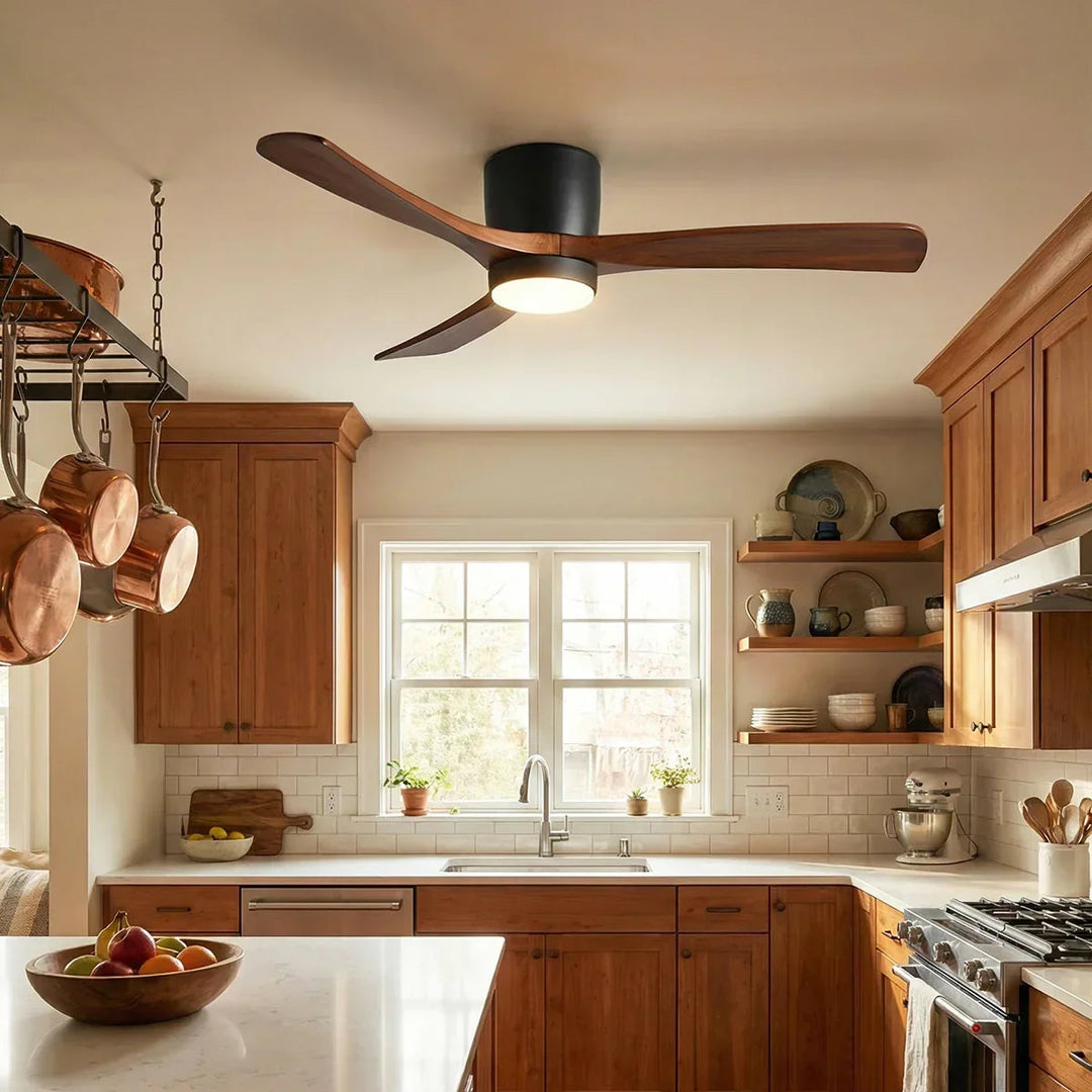 Propeller Style Wooden Ceiling Fan Light
