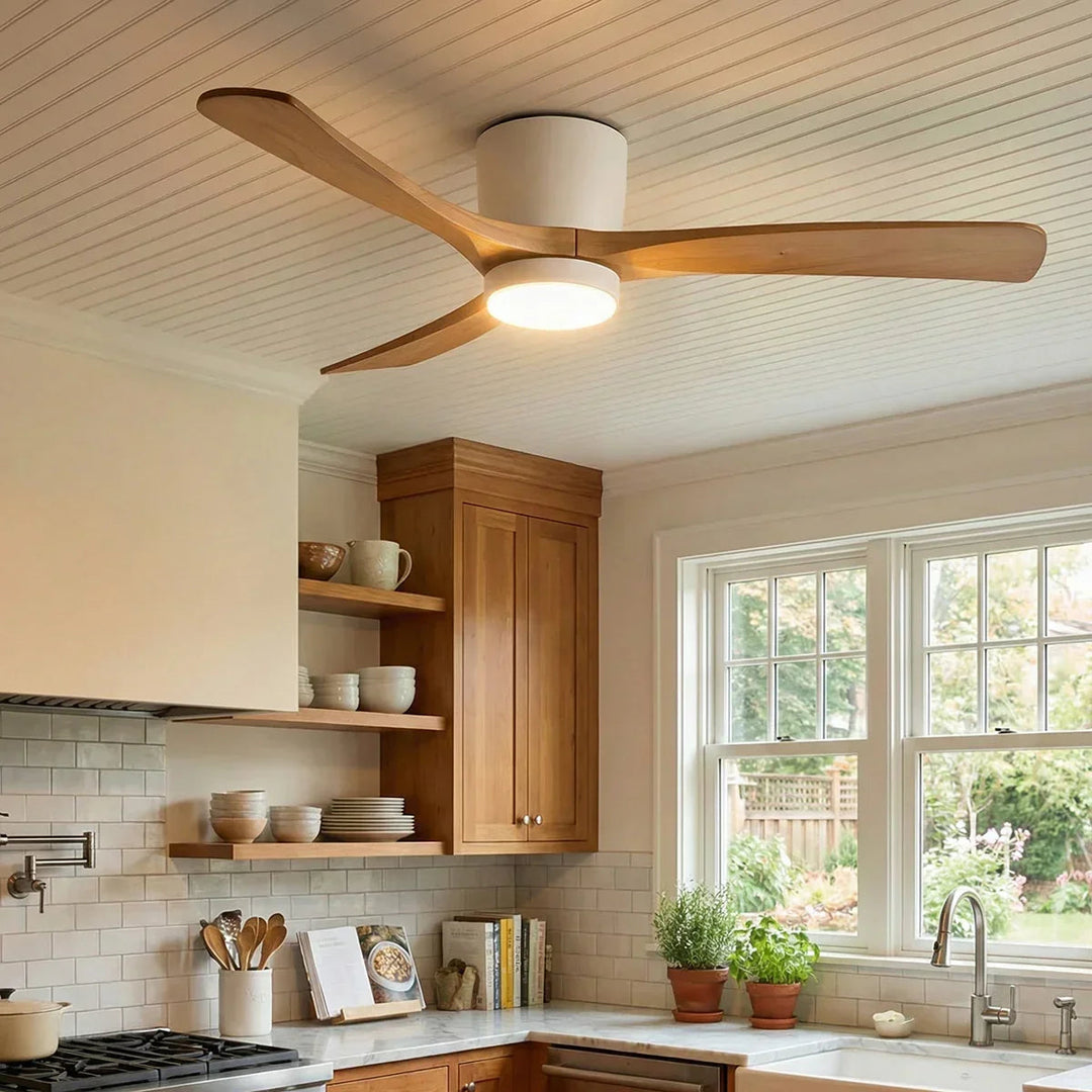 Propeller Style Wooden Ceiling Fan Light