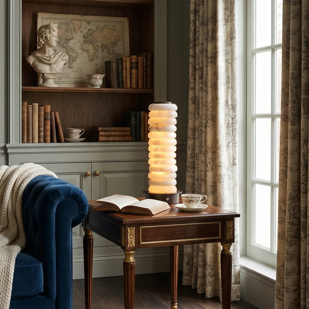Multi-Tiered Alabaster Table Lamp - view 9 | Woorglamp
