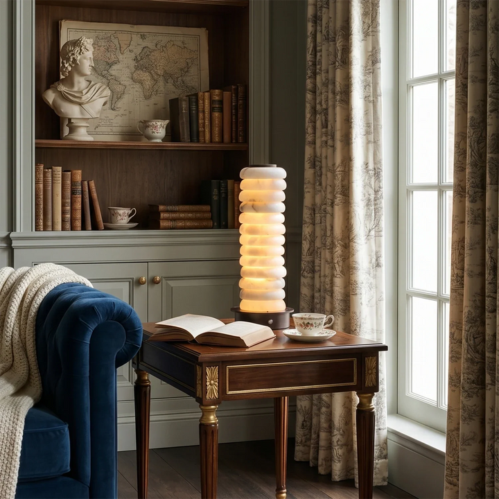 Multi-Tiered Alabaster Table Lamp - view 9 | Woorglamp