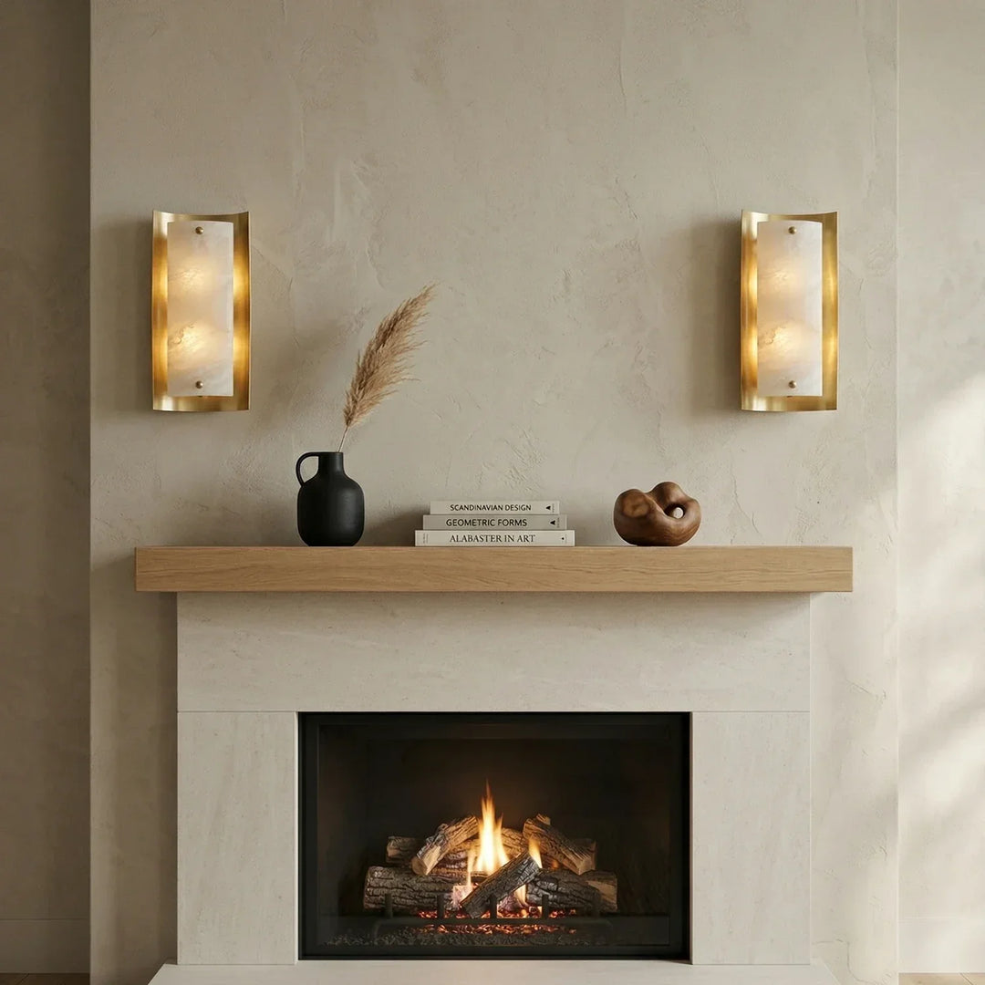 Rectangular Calviero Snowflake Stone Wall Lamp