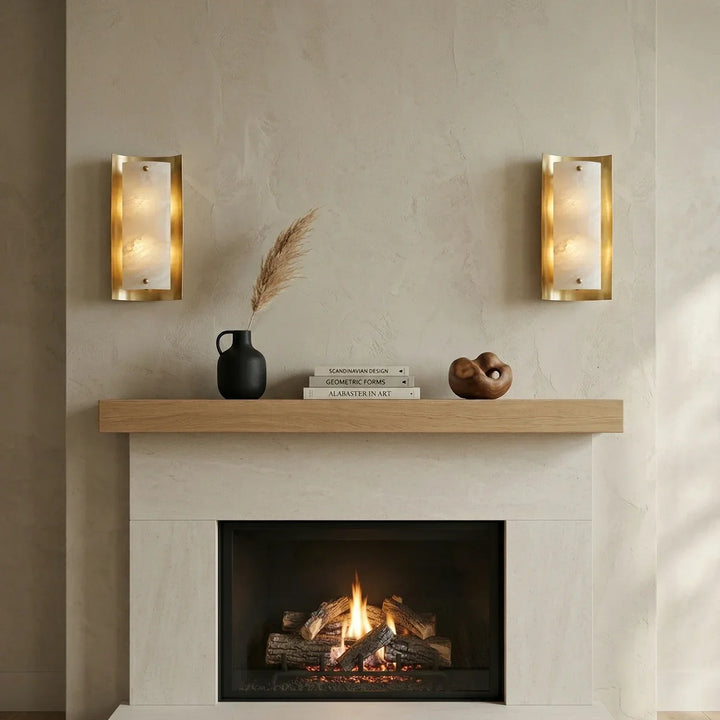 Rectangular Calviero Snowflake Stone Wall Lamp