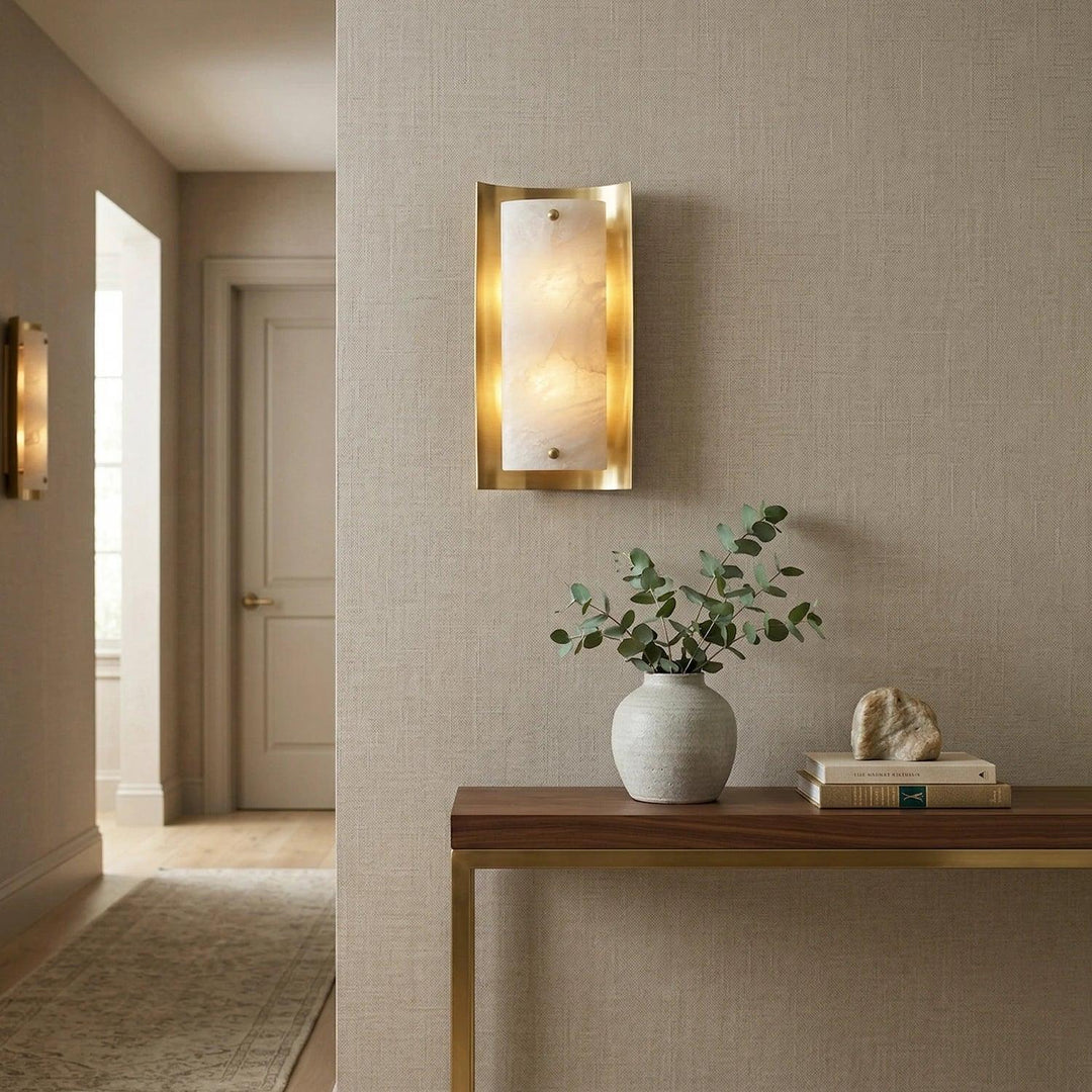 Rectangular Calviero Snowflake Stone Wall Lamp