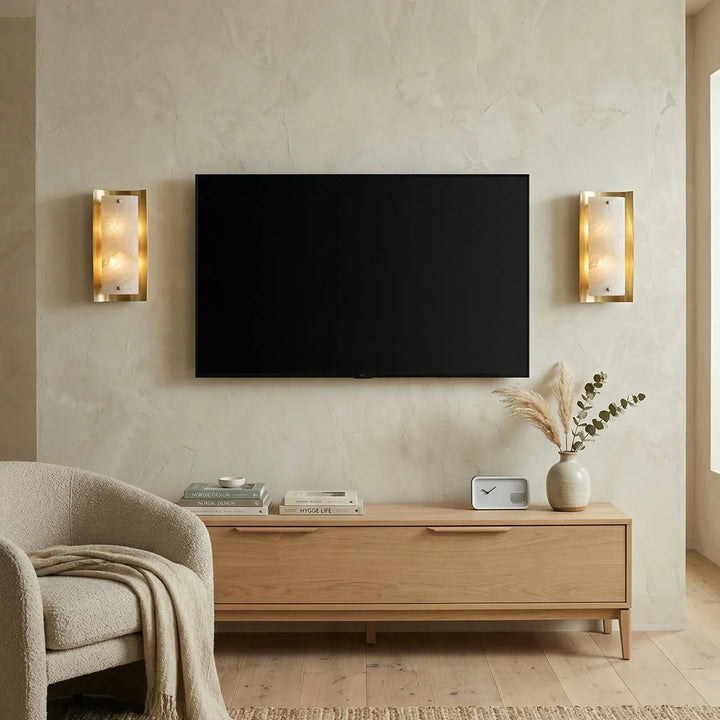 Rectangular Calviero Snowflake Stone Wall Lamp
