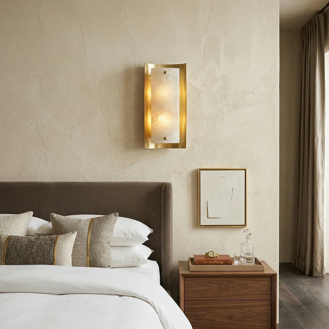 Rectangular Calviero Snowflake Stone Wall Lamp