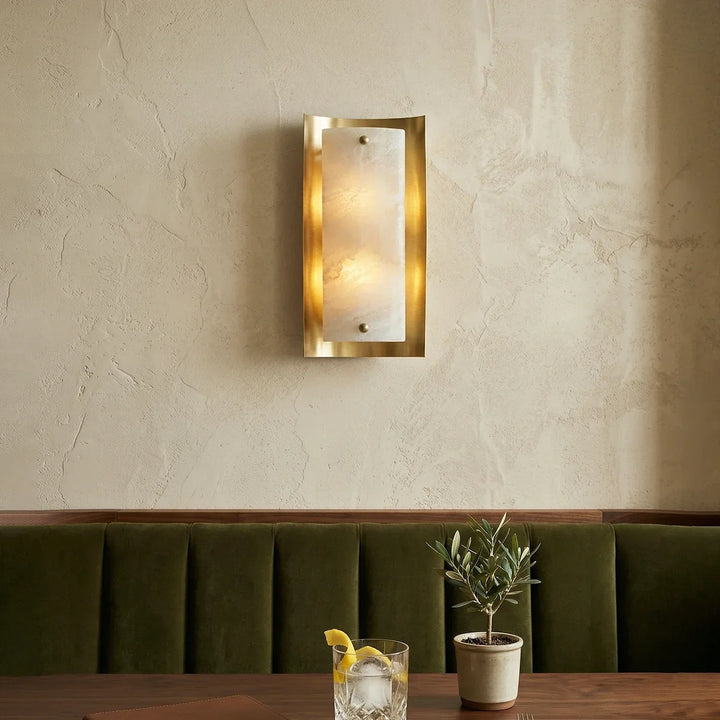 Rectangular Calviero Snowflake Stone Wall Lamp