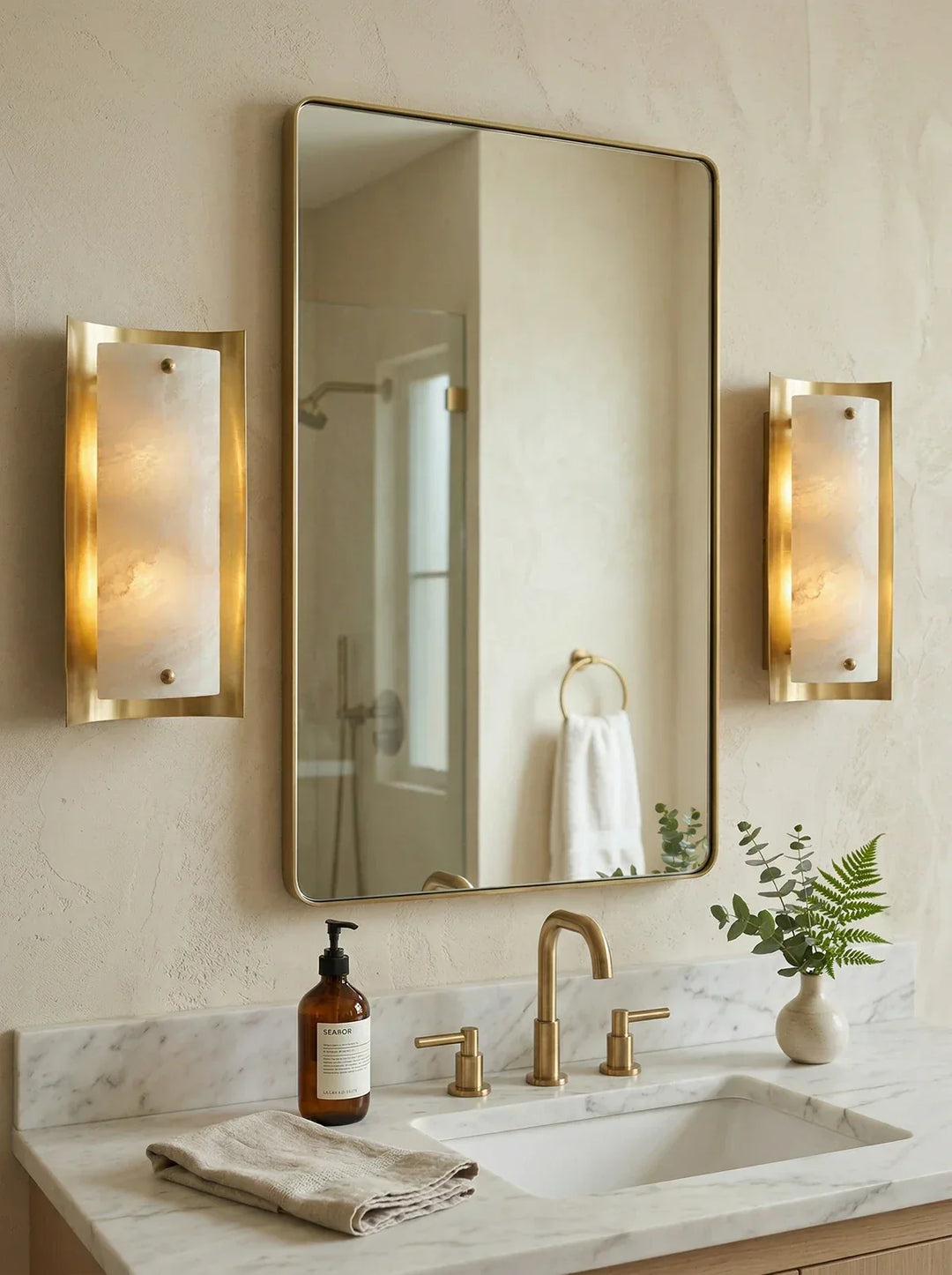 Rectangular Calviero Snowflake Stone Wall Lamp