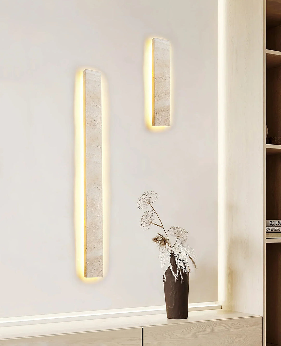 Rectangular Solis Stone Travertine Wall Light