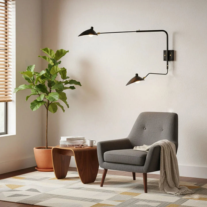 Rotating Serge Mouille Wall Sconce - view 3 | Woorglamp
