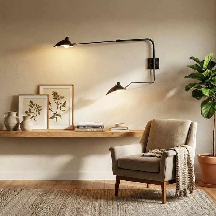 Rotating Serge Mouille Wall Sconce - view 2 | Woorglamp