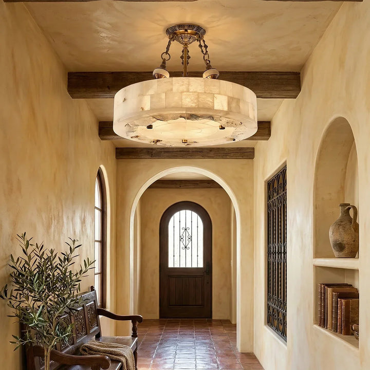 Round Aurevia Alabaster Ceiling Light - view 8 | Woorglamp