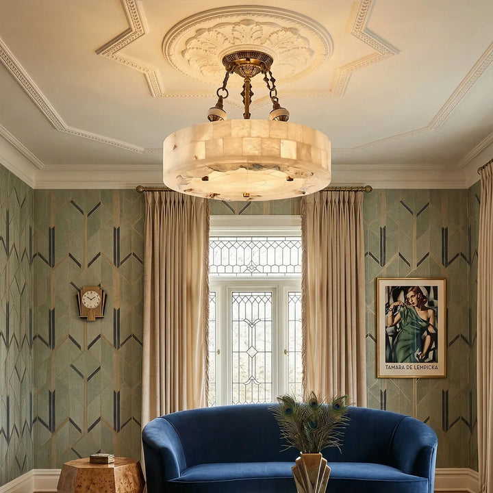 Round Aurevia Alabaster Ceiling Light - view 3 | Woorglamp