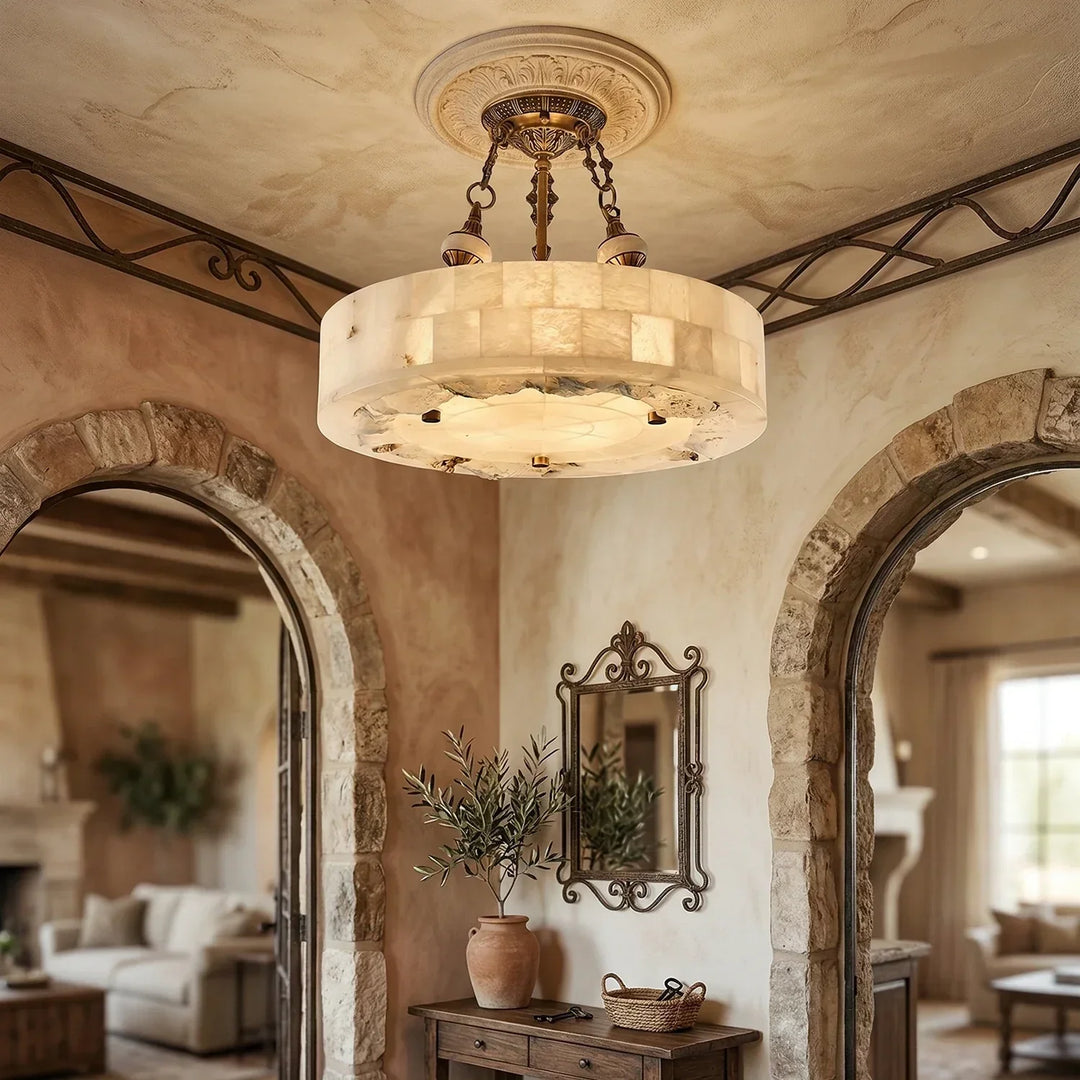 Round Aurevia Alabaster Ceiling Light - view 7 | Woorglamp