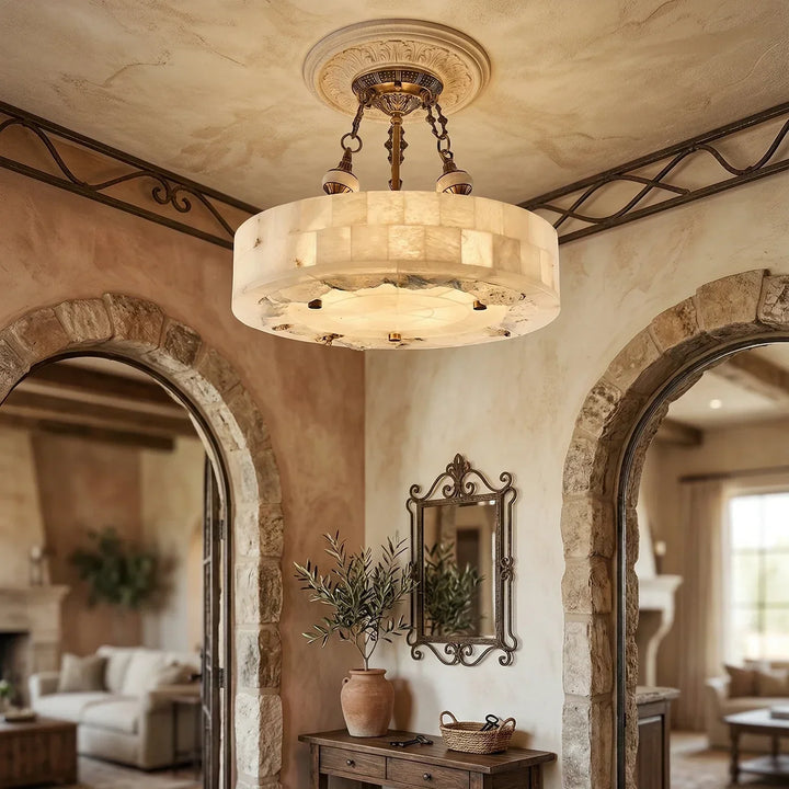 Round Aurevia Alabaster Ceiling Light - view 7 | Woorglamp