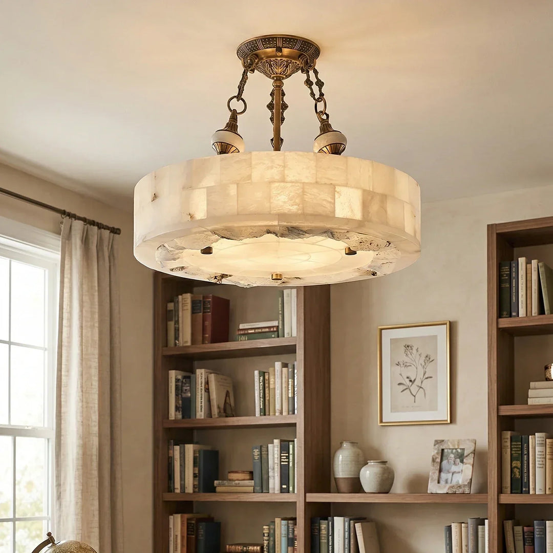 Round Aurevia Alabaster Ceiling Light - view 6 | Woorglamp