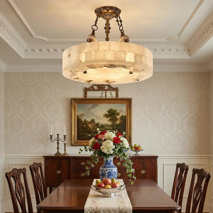 Round Aurevia Alabaster Ceiling Light - view 4 | Woorglamp