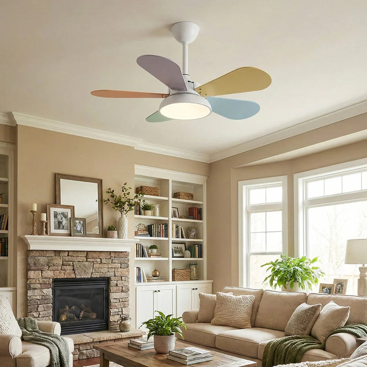 Round Colored Petal Shaped Ceiling Fan Lights - view 2 | Woorglamp