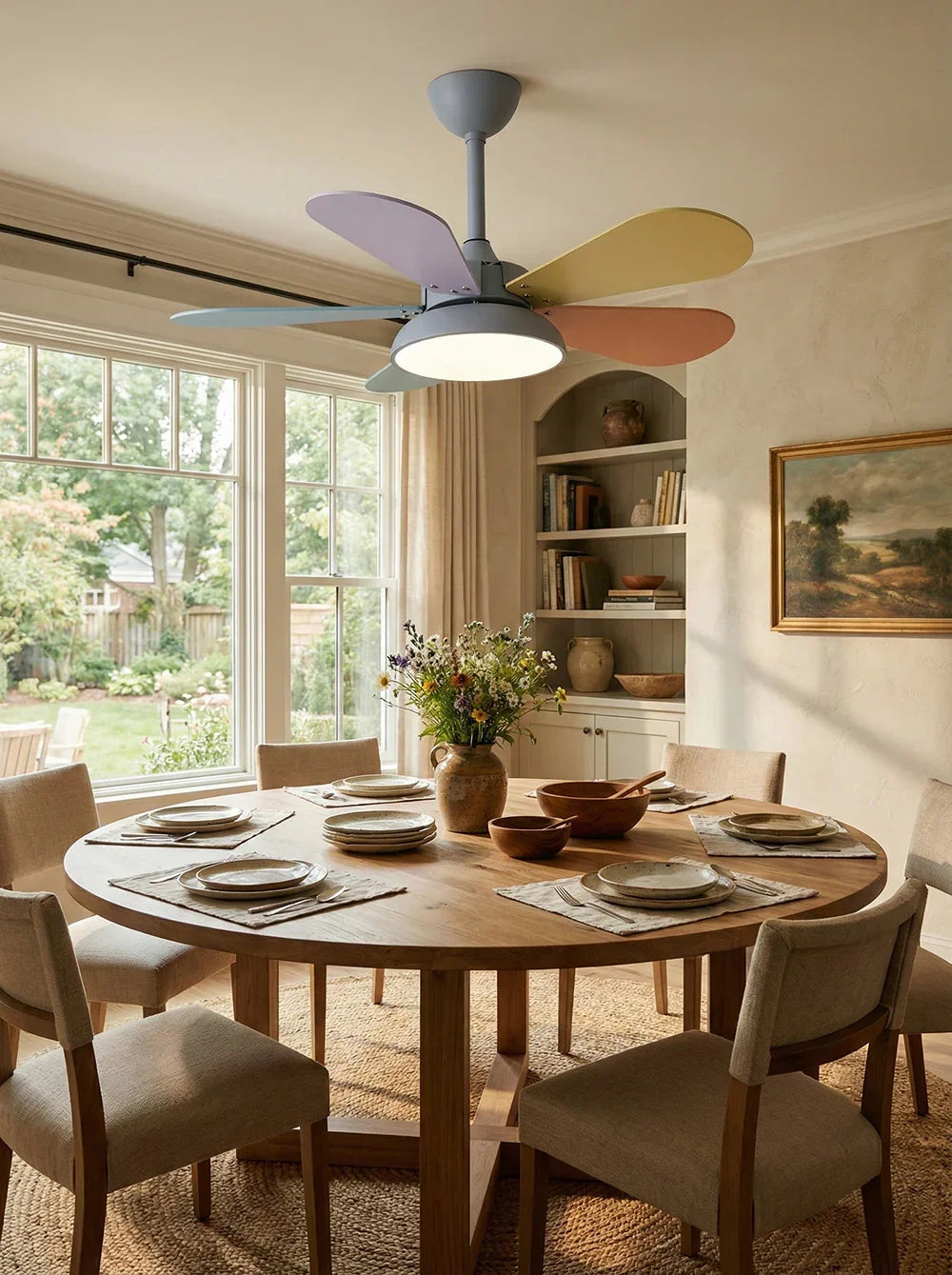 Round Colored Petal Shaped Ceiling Fan Lights - view 15 | Woorglamp