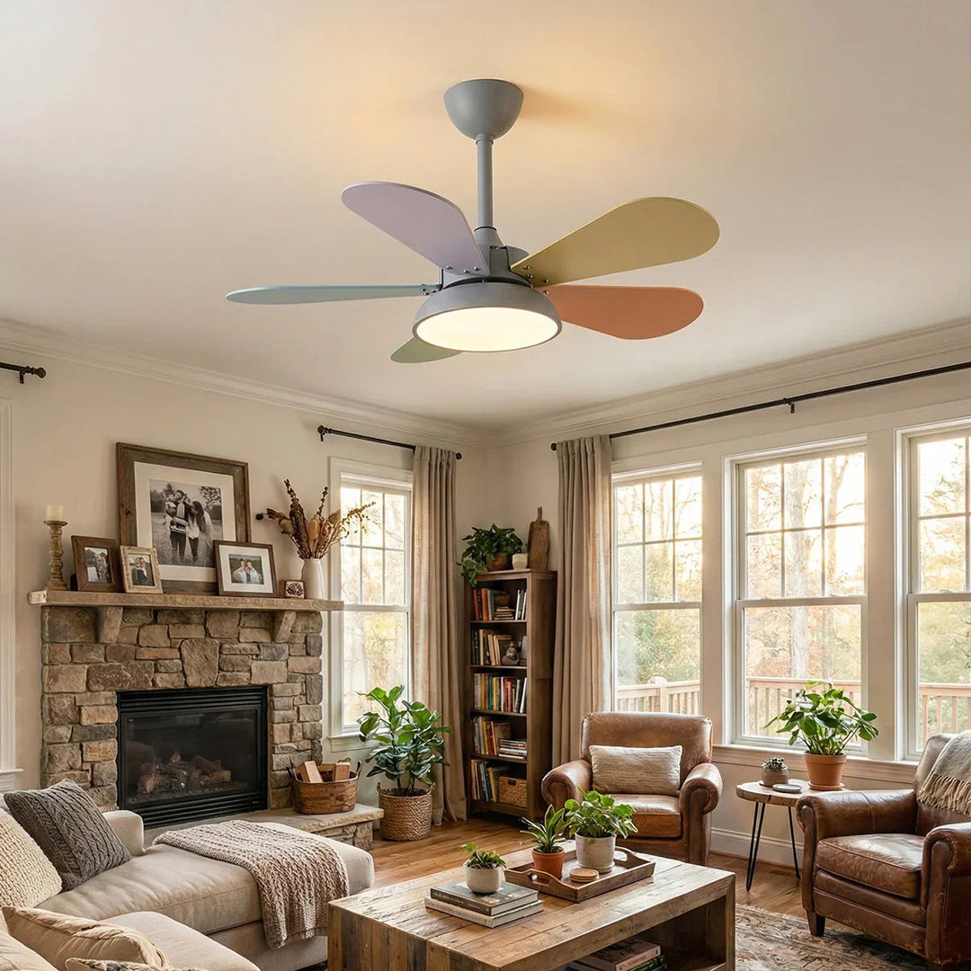 Round Colored Petal Shaped Ceiling Fan Lights - view 5 | Woorglamp