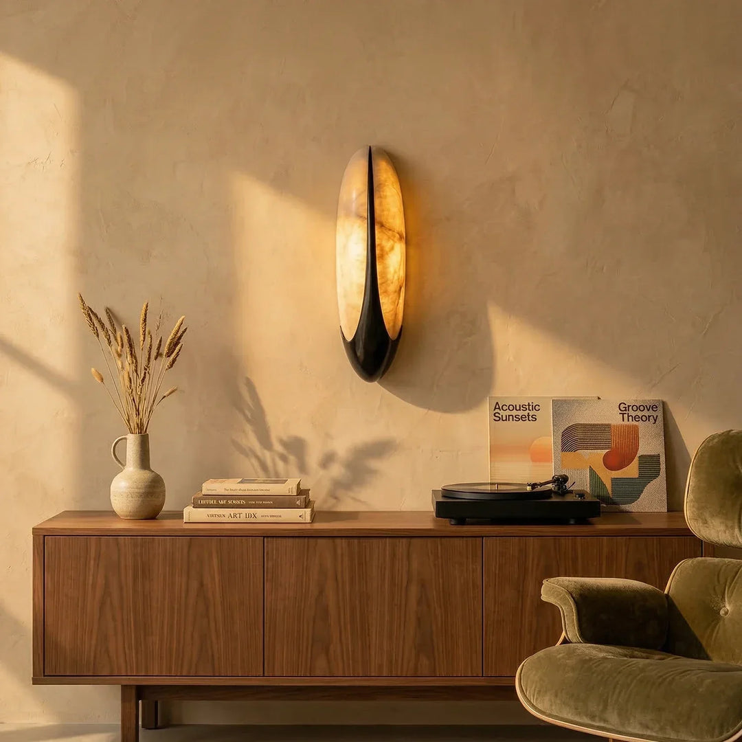 Sculptural Curved Alabaster Wall Lamp