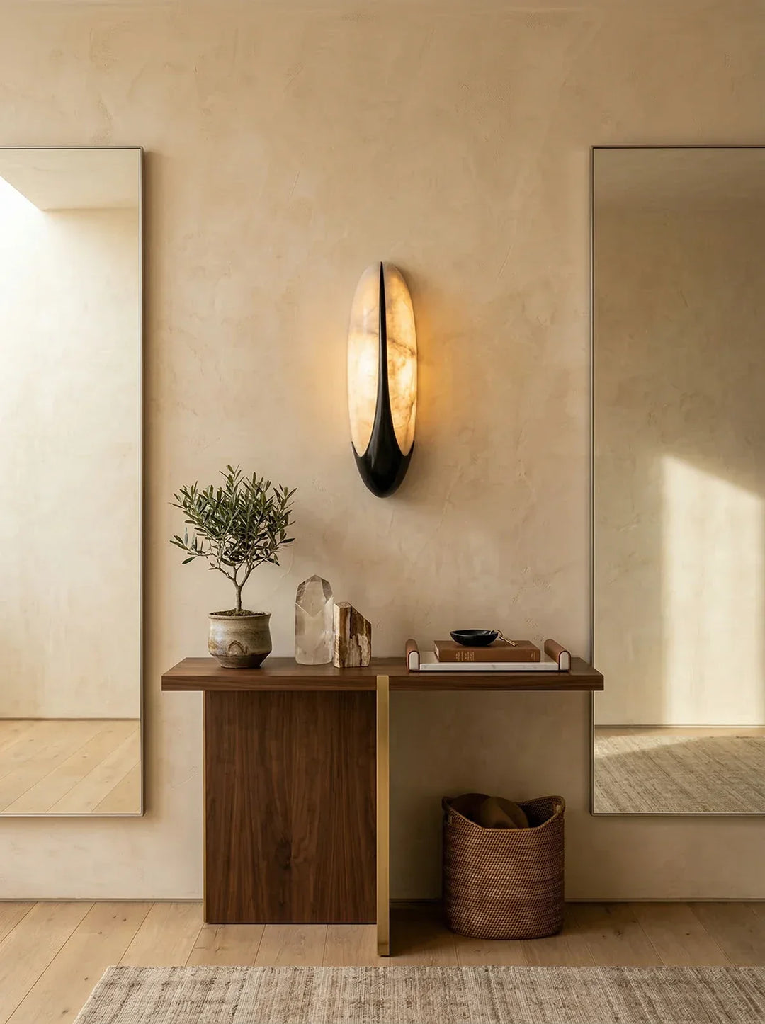Sculptural Curved Alabaster Wall Lamp