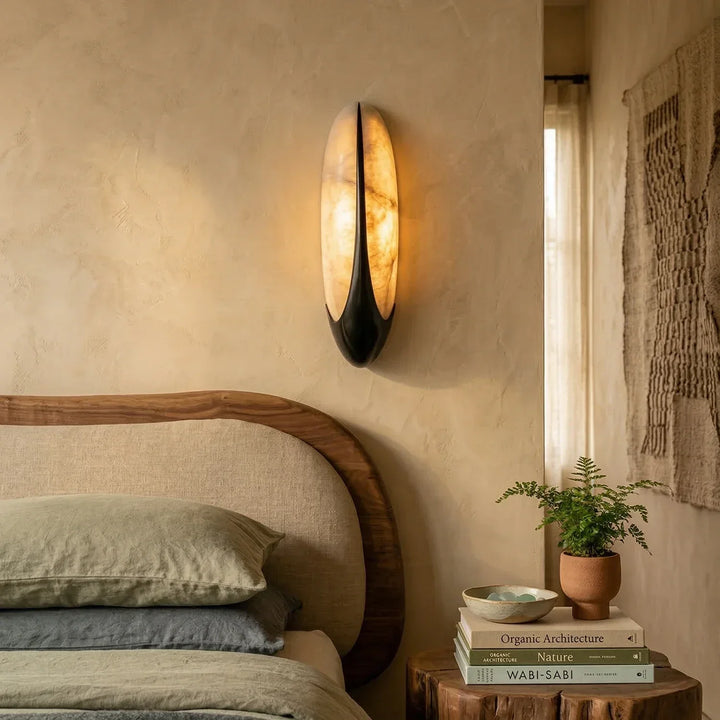 Sculptural Curved Alabaster Wall Lamp