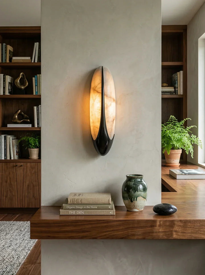 Sculptural Curved Alabaster Wall Lamp