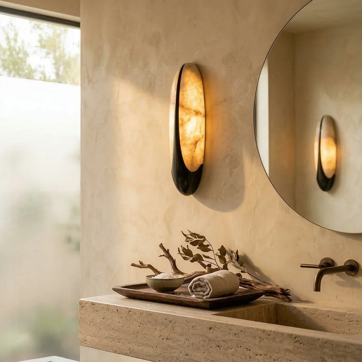 Sculptural Curved Alabaster Wall Lamp