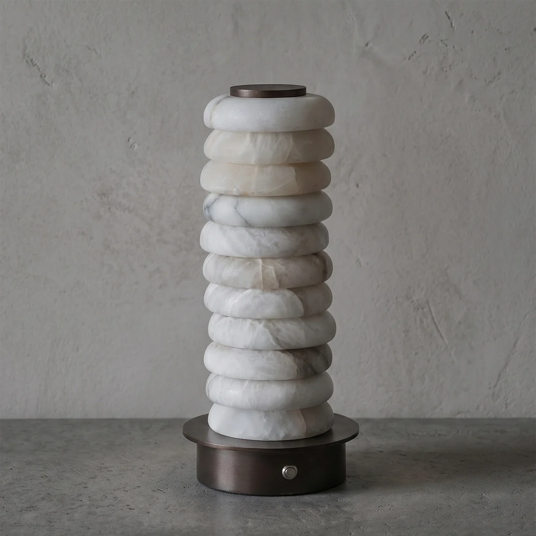 Multi-Tiered Alabaster Table Lamp - view 15 | Woorglamp