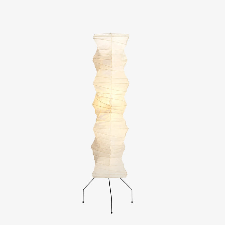 Stacked paper lantern floor lamp shown unlit against a light grey backdrop