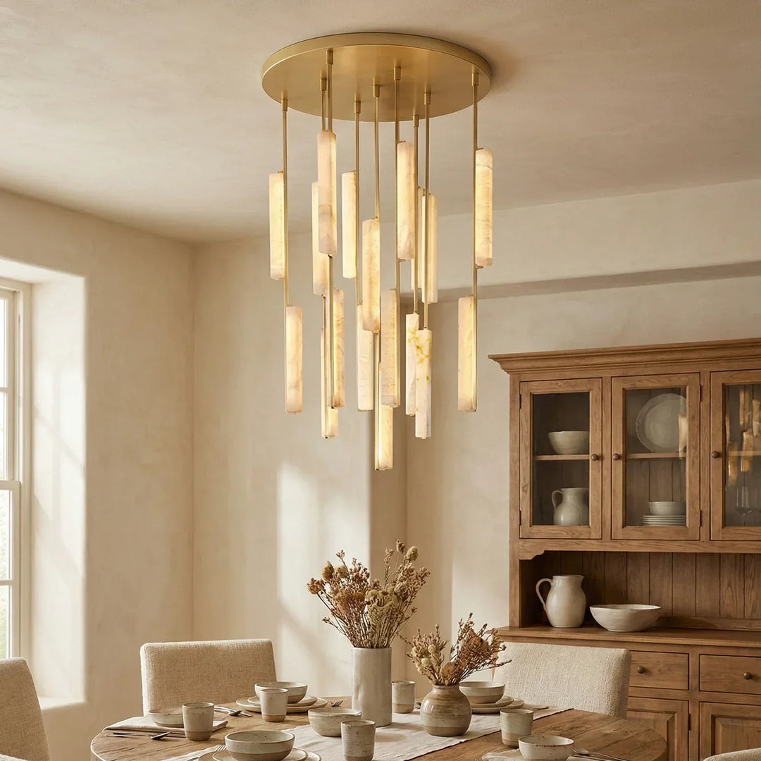 Stalactite Waterfall Linear Alabaster Chandelier